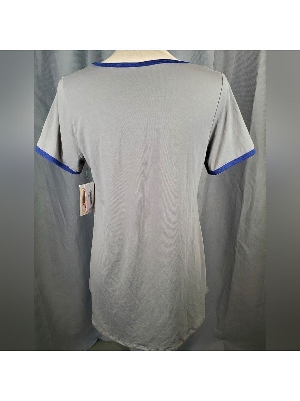 NWT Lularoe Classic T, grey with blue trim, size S - Picture 2 of 6